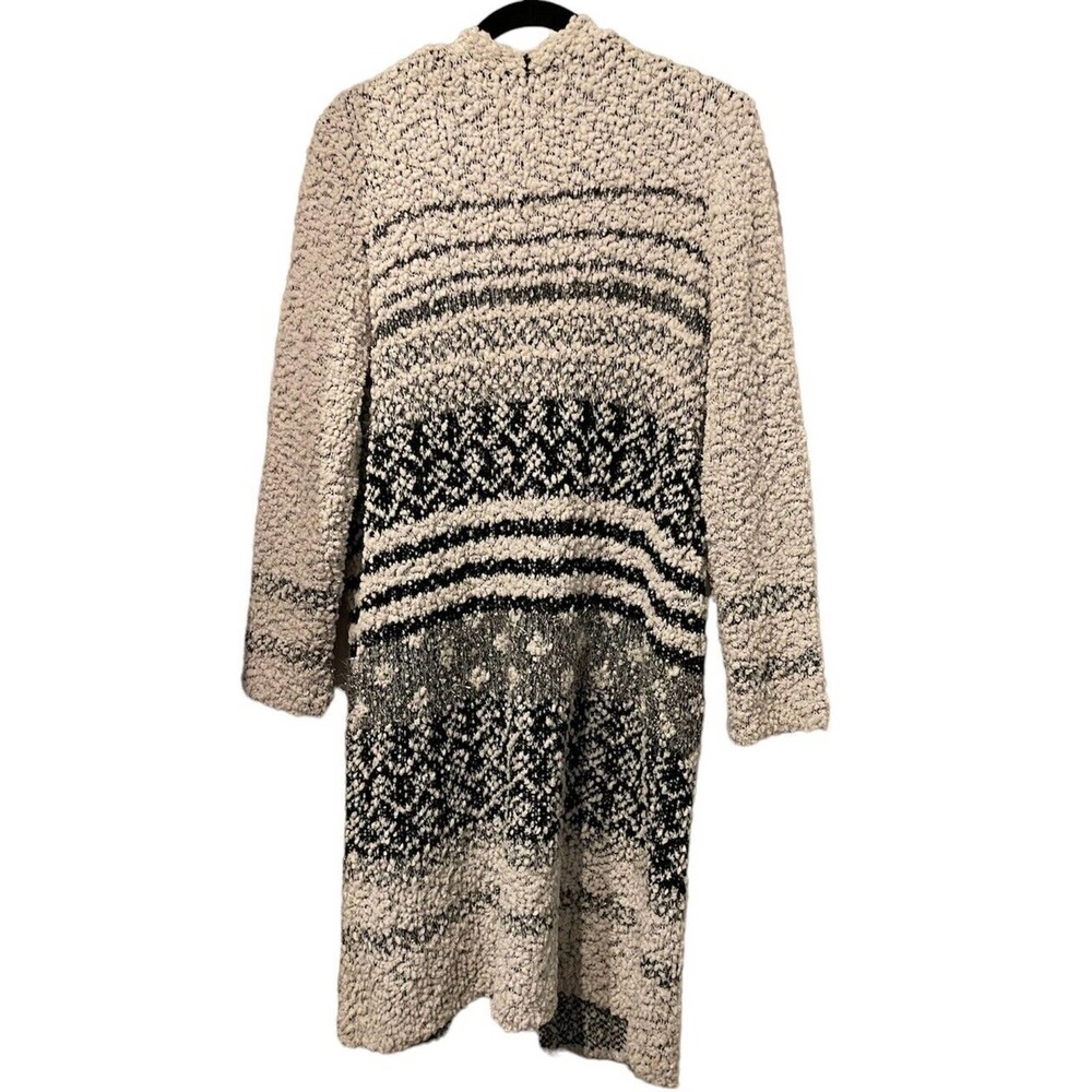 Solitaire By Ravi Khos LA Size Lar. Open Front Long Cardigan Sparkle Cream & Blk - Picture 9 of 9